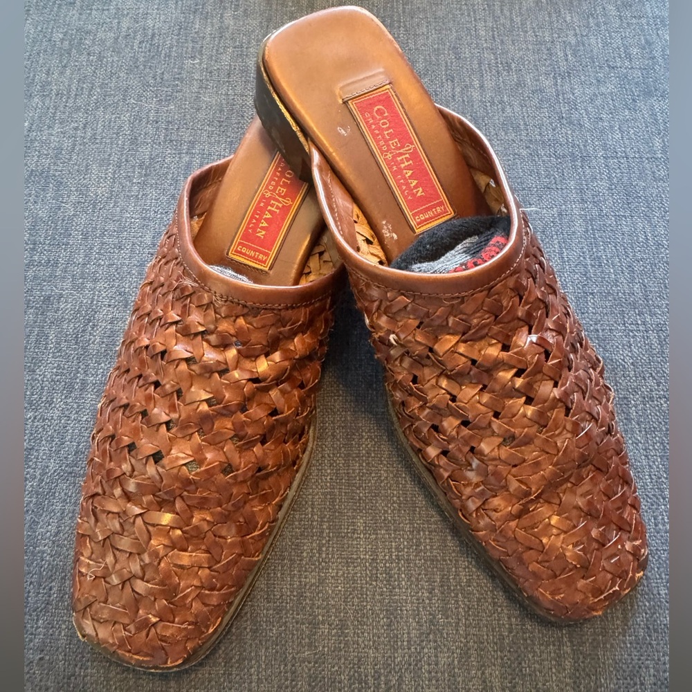 Vintage Leather Cole Haan Country Mules Slip On Shoes